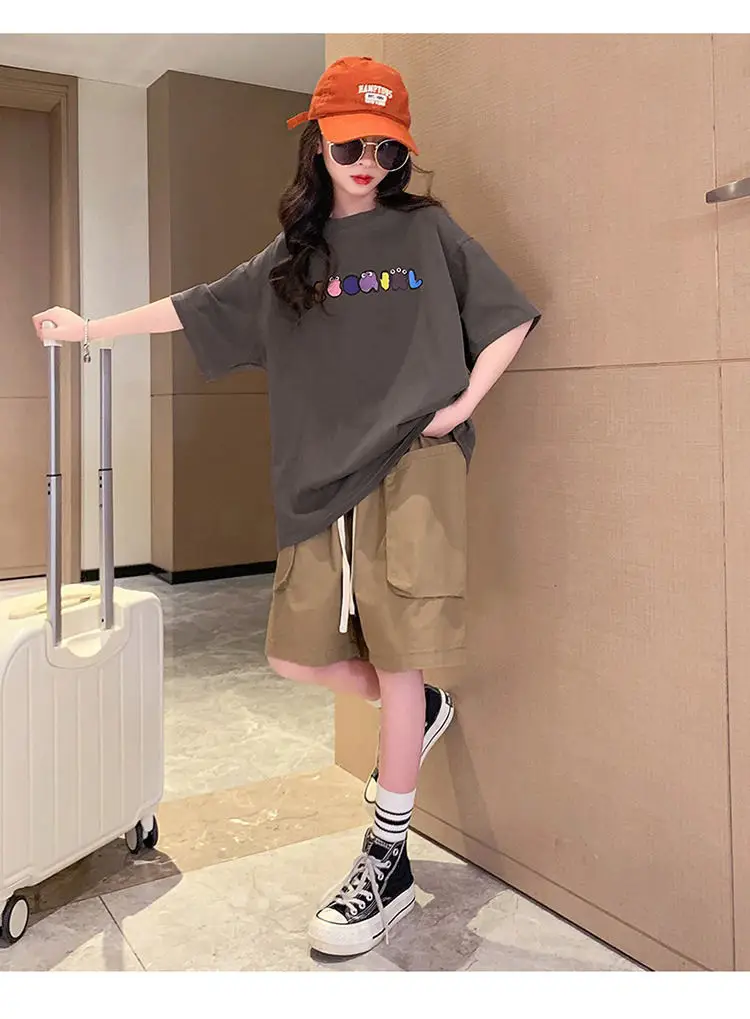 Girls Cotton Short Sleeve T-Shirt Summer Casual Medium Big — feature 19