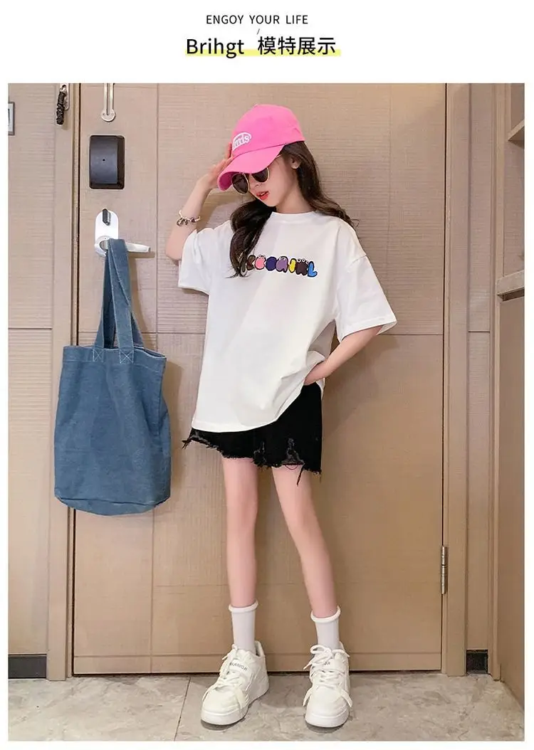 Girls Cotton Short Sleeve T-Shirt Summer Casual Medium Big — feature 5