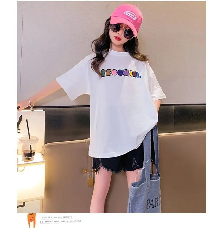 Girls Cotton Short Sleeve T-Shirt Summer Casual Medium Big — feature 6