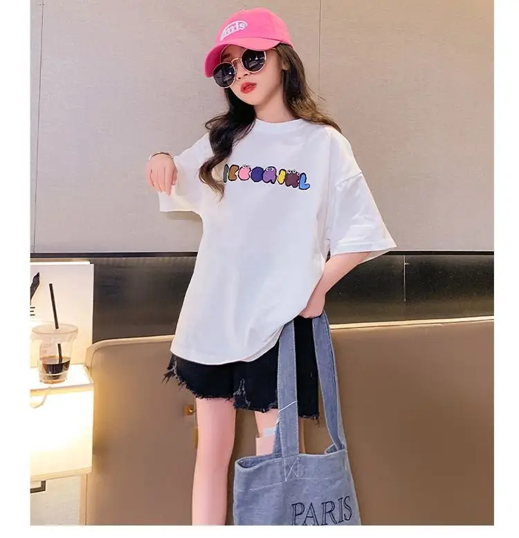 Girls Cotton Short Sleeve T-Shirt Summer Casual Medium Big — feature 7
