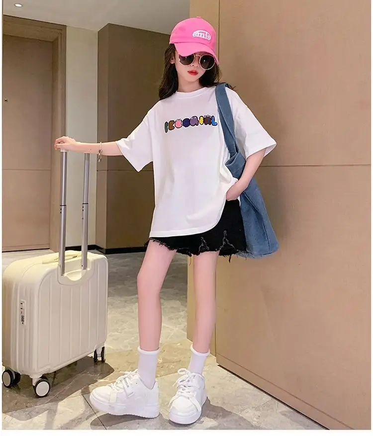 Girls Cotton Short Sleeve T-Shirt Summer Casual Medium Big — feature 9