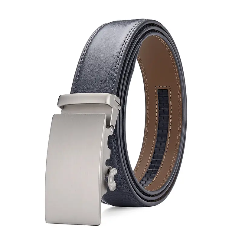 Men's Brown Leather Belt with Silver Buckle β feature 3