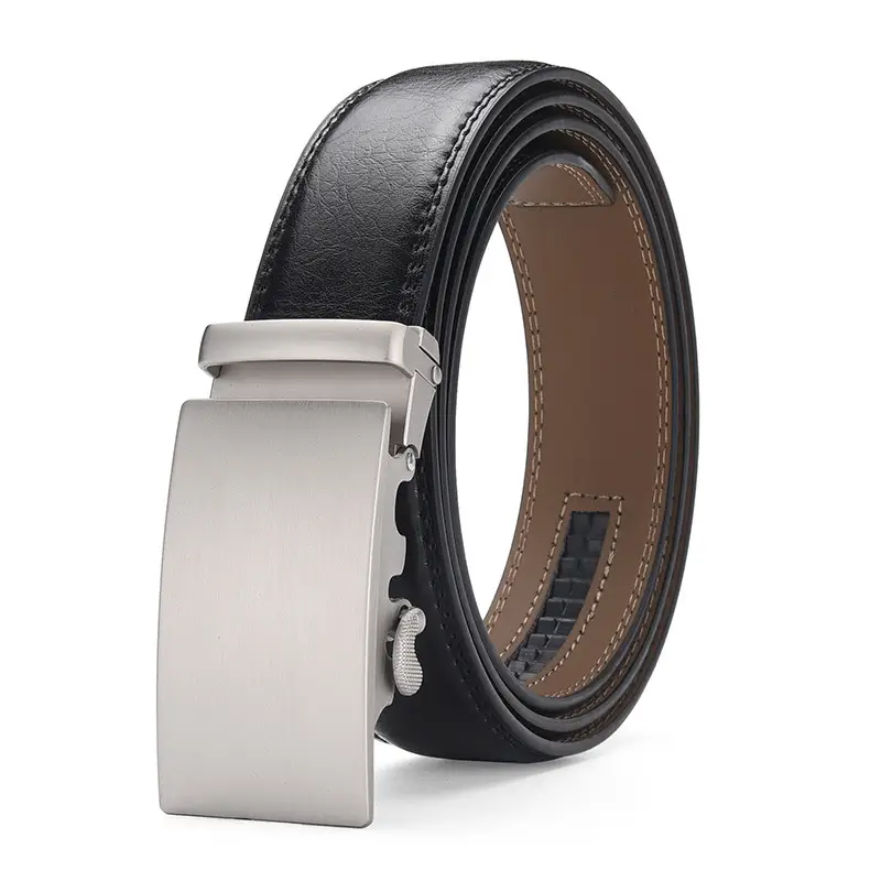 Men's Brown Leather Belt with Silver Buckle β feature 5