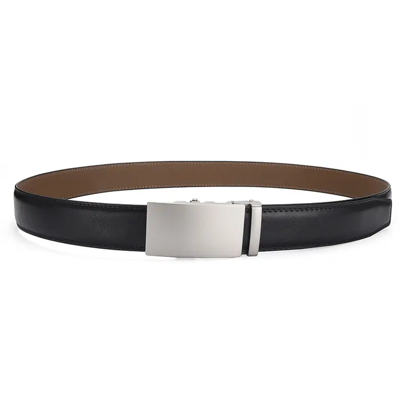 Men's Brown Leather Belt with Silver Buckle - Image 2