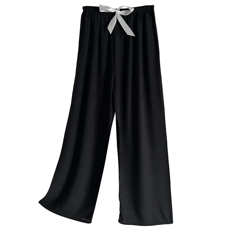 Women Cotton Silk Wide Leg Pants Blue Large - Image 11