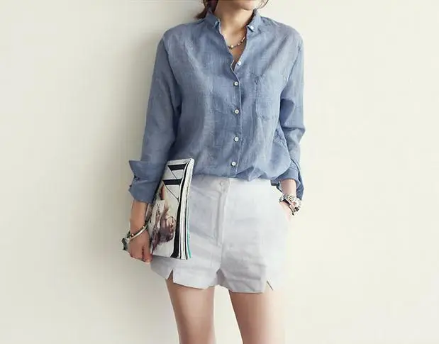 Women Cotton Linen Long Sleeve Shirt Sun Protective Harajuku Style — feature 1