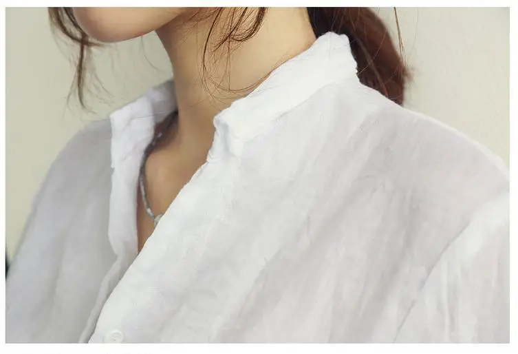 Women Cotton Linen Long Sleeve Shirt Sun Protective Harajuku Style — feature 17