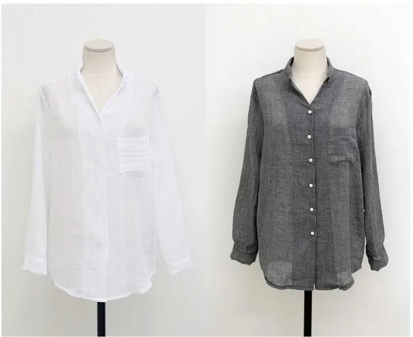 Women Cotton Linen Long Sleeve Shirt Sun Protective Harajuku Style — feature 18