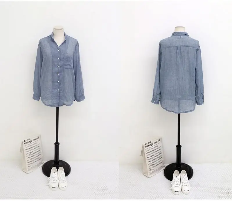 Women Cotton Linen Long Sleeve Shirt Sun Protective Harajuku Style — feature 19