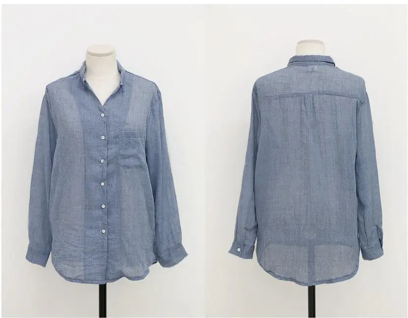 Women Cotton Linen Long Sleeve Shirt Sun Protective Harajuku Style — feature 20