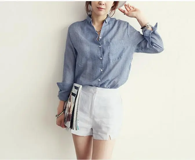 Women Cotton Linen Long Sleeve Shirt Sun Protective Harajuku Style — feature 4