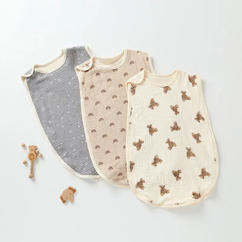 Baby Sleeping Bag Cotton 6-Layer Sleeveless Vest Newborn 0-4