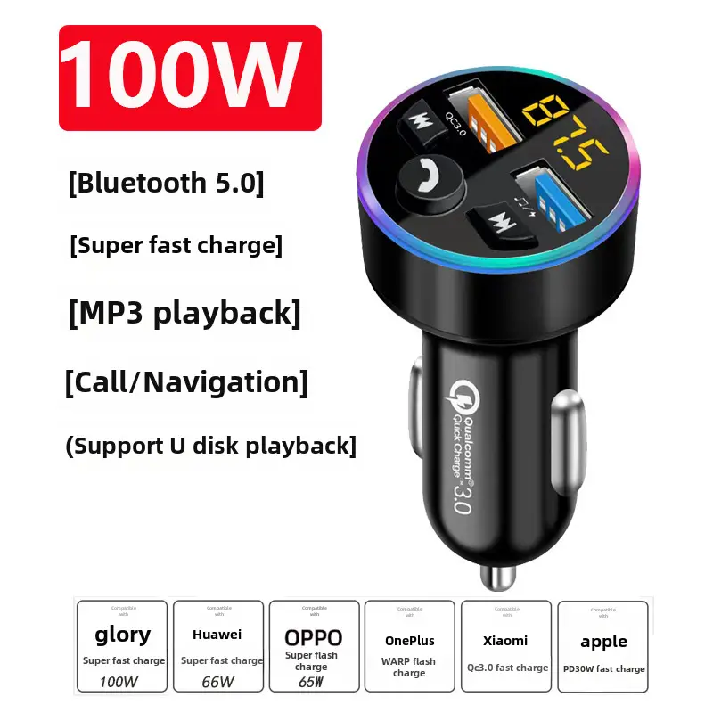 120W Digital Car Charger Fast Charging Multi-Function - Image 6