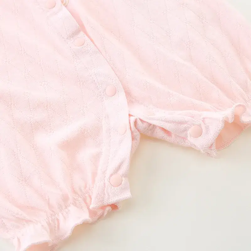 Baby One-piece Short Climbing Clothes Pink & White - Image 6