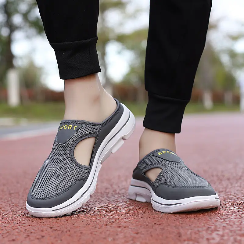 Amazon Summer New Korean Style Large Size Casual Men's and Women's Single-layer Shoes Thick-soled Slip-on Sandals Mesh Breathable Half-drag - Image 8