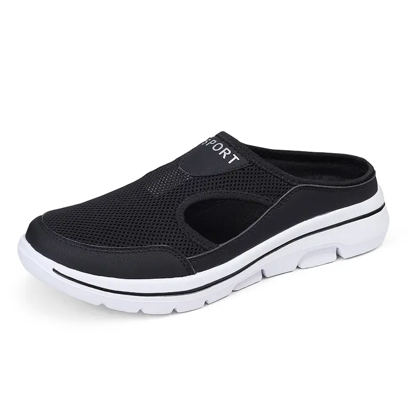 Amazon Summer New Korean Style Large Size Casual Men's and Women's Single-layer Shoes Thick-soled Slip-on Sandals Mesh Breathable Half-drag - Image 2