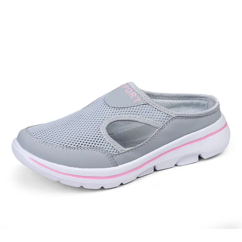 Amazon Summer New Korean Style Large Size Casual Men's and Women's Single-layer Shoes Thick-soled Slip-on Sandals Mesh Breathable Half-drag - Image 3