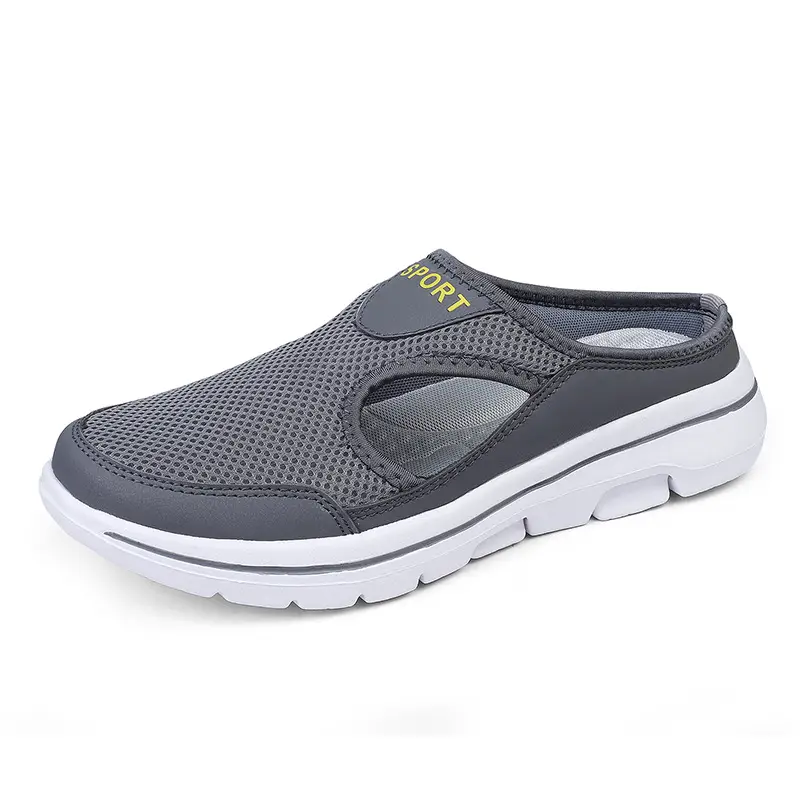 Amazon Summer New Korean Style Large Size Casual Men's and Women's Single-layer Shoes Thick-soled Slip-on Sandals Mesh Breathable Half-drag - Image 4