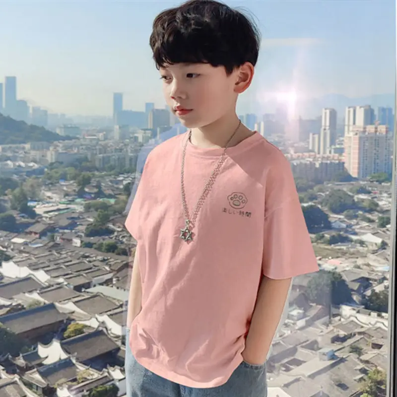 Boys Pure Cotton Summer T-Shirt Pink Large — feature 9