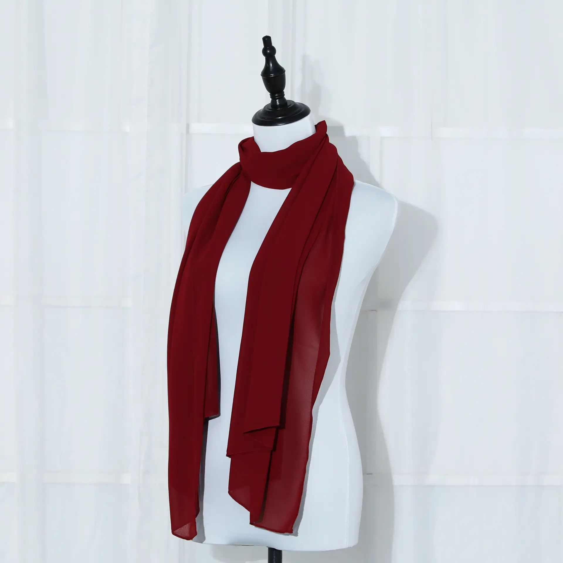 Plus Size Chiffon Robe Skirt Maroon Middle Eastern Long Coat - Image 8