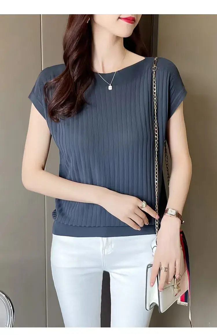 Green Ice Silk Knitted T-Shirt for Women — feature 22
