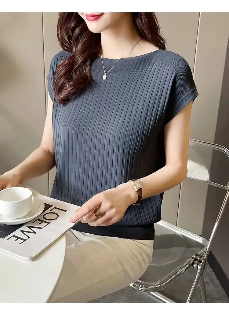 Green Ice Silk Knitted T-Shirt for Women — feature 24