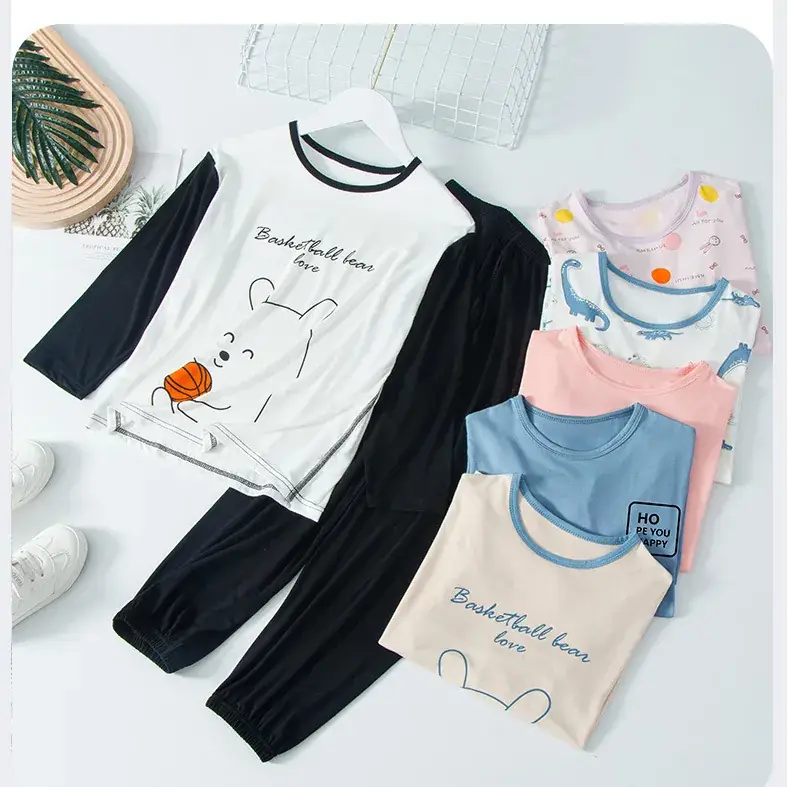 Children's Black White Graphic Sleepwear Set — feature 1