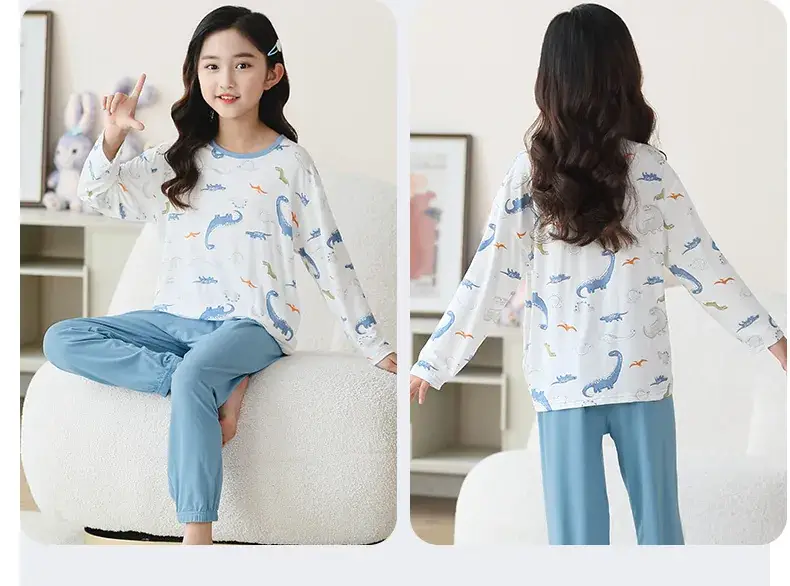 Children's Black White Graphic Sleepwear Set — feature 20