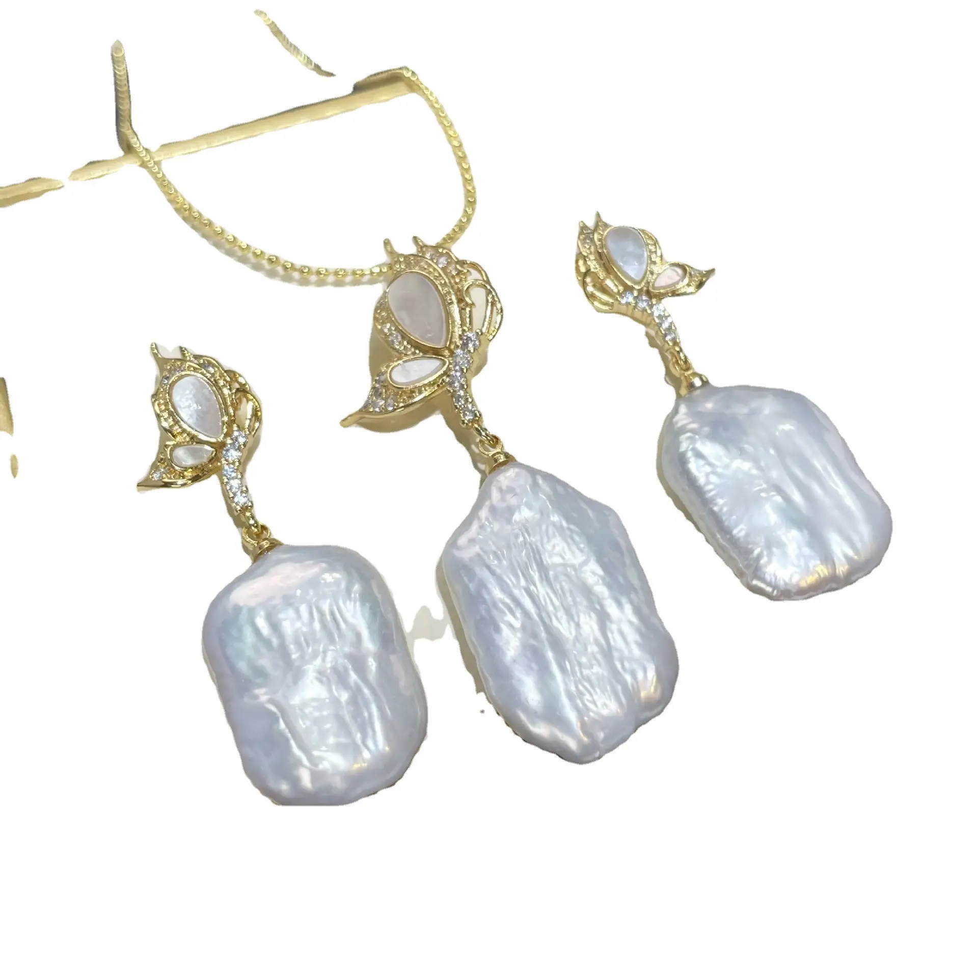 White Pearl Drop Earrings Set for Women - Image 5