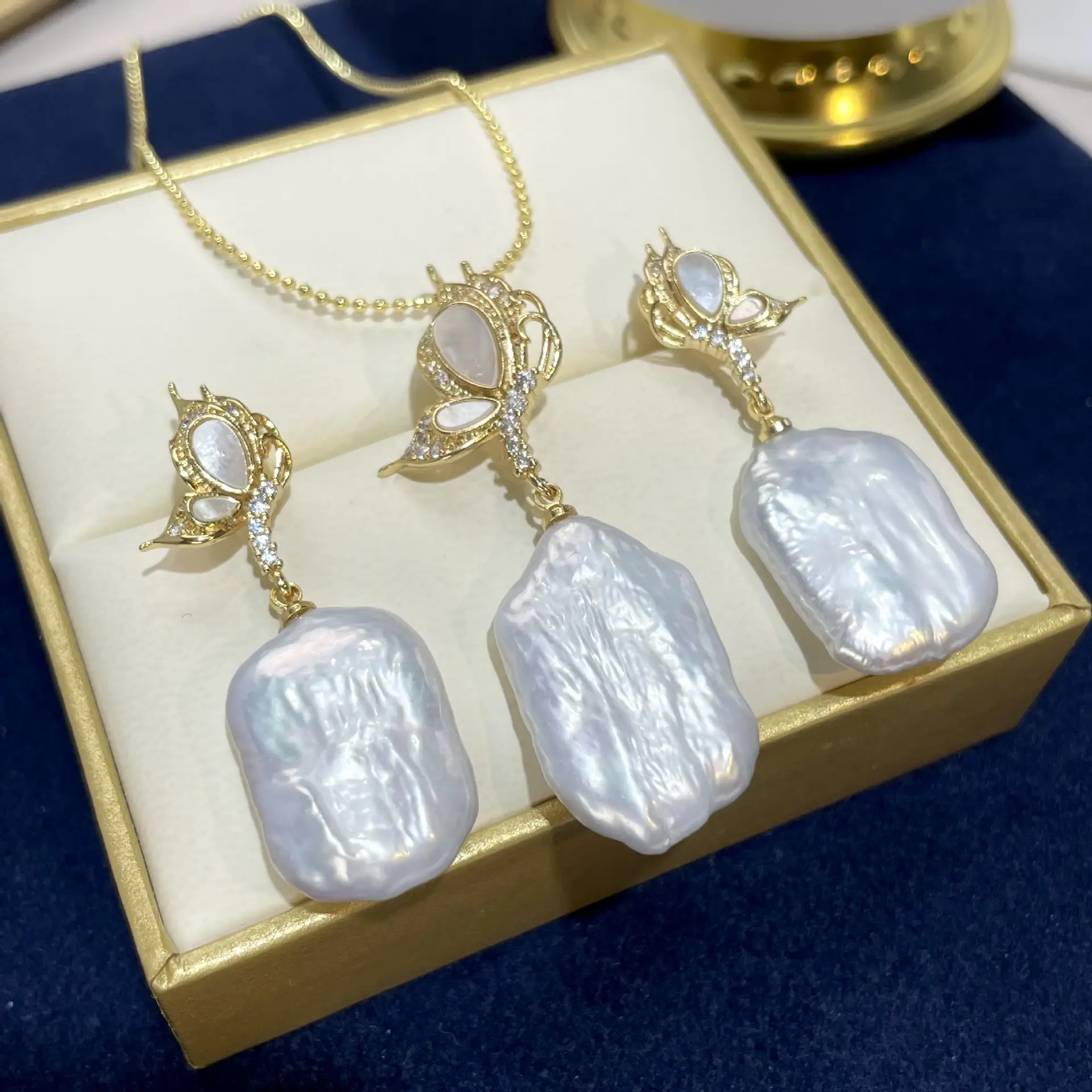 White Pearl Drop Earrings Set for Women — feature 4