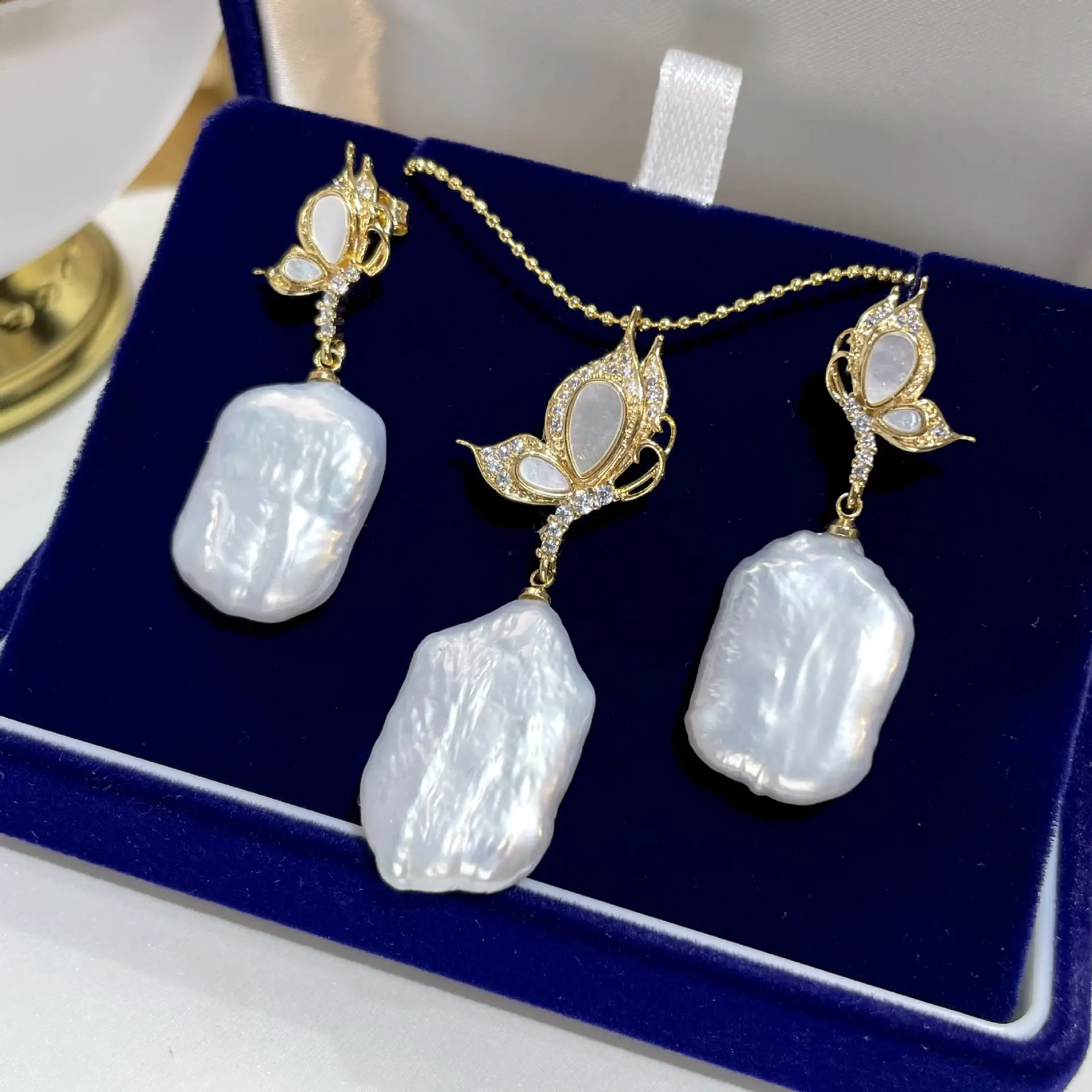 White Pearl Drop Earrings Set for Women — feature 5
