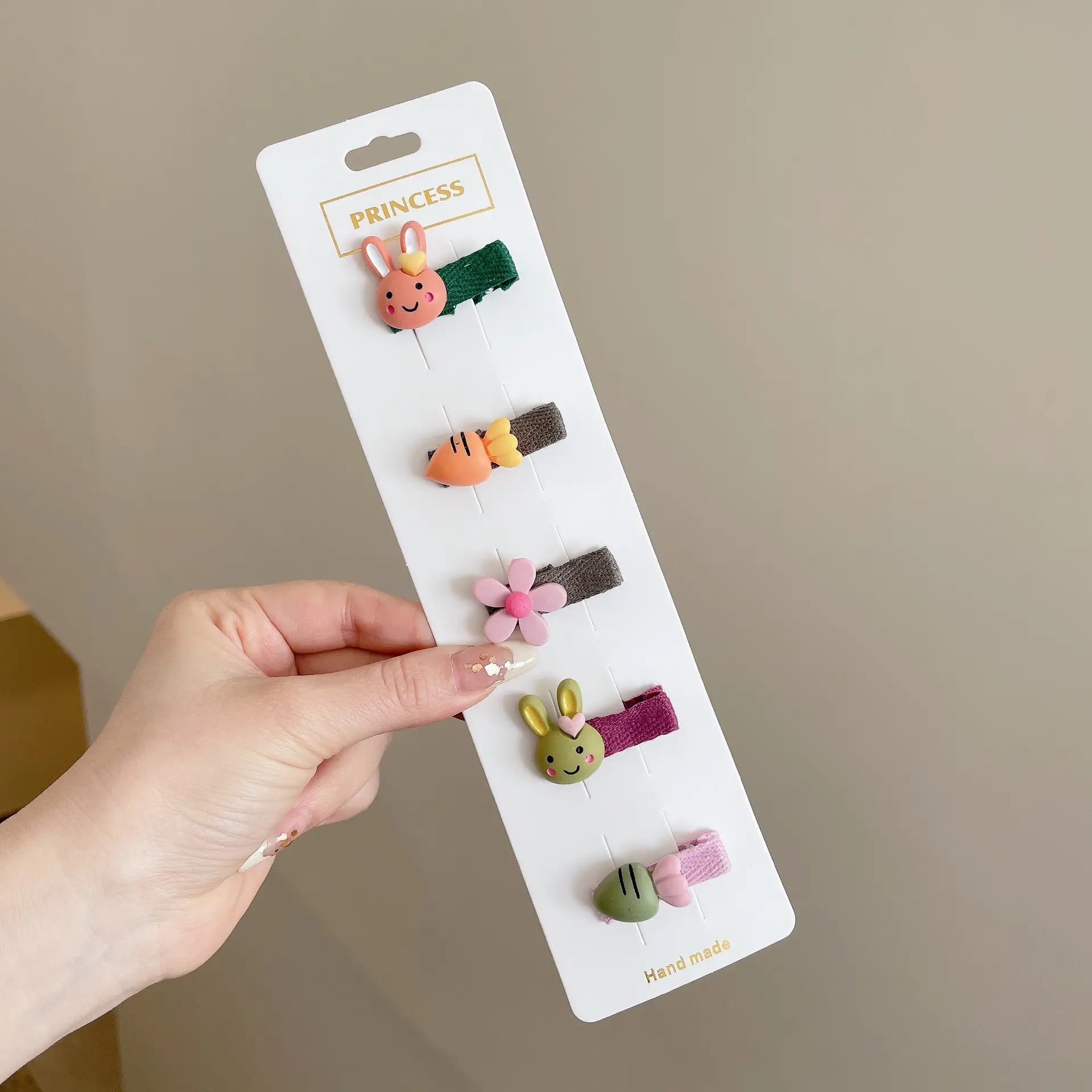 Korean Children's Flower Hairpins Set of 5 - Image 3