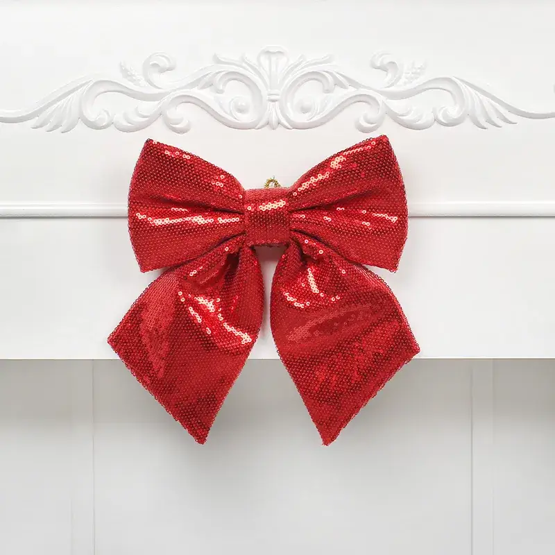 Christmas Bow Ties Red Gold Silver Pink Sequins - Image 8