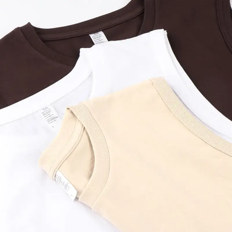 Men Sleeveless Cotton Vest 230g Black White Brown