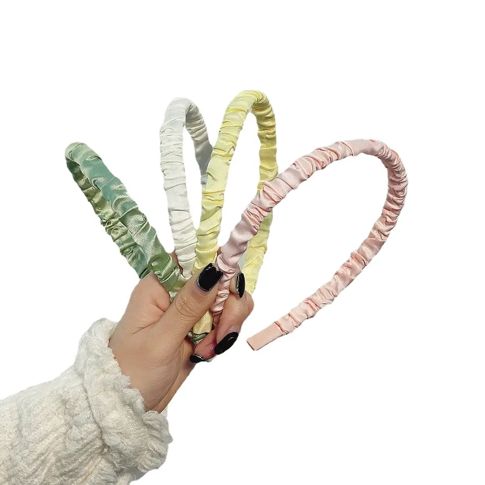 Rainbow Ruffled Hairbands for Women Sweet Satin Mori Toothless Clips - Image 13