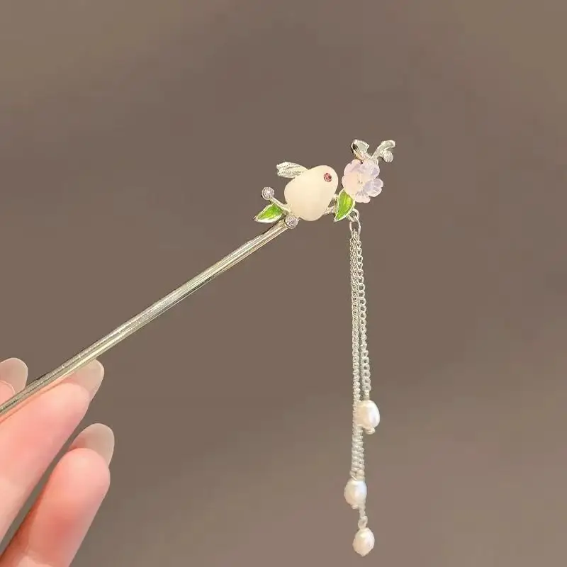 Blue Lotus Flower Hairpin with Dangle Earrings - Image 38