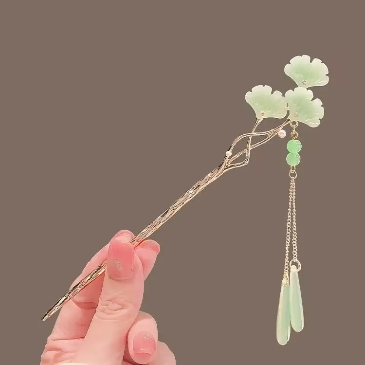 Blue Lotus Flower Hairpin with Dangle Earrings - Image 40