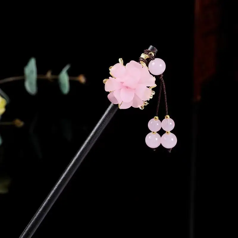 Blue Lotus Flower Hairpin with Dangle Earrings - Image 49