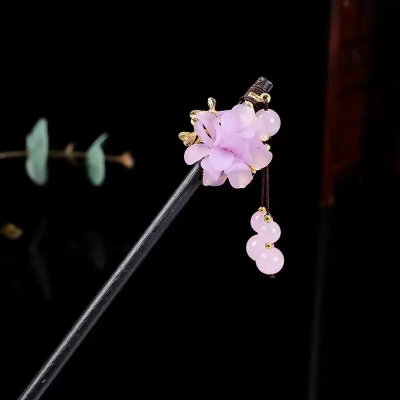 Blue Lotus Flower Hairpin with Dangle Earrings - Image 51
