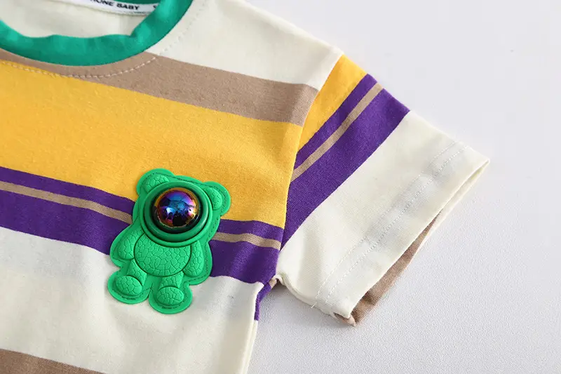 Children Cotton Striped T-Shirt Shorts Set Summer Boys — feature 7