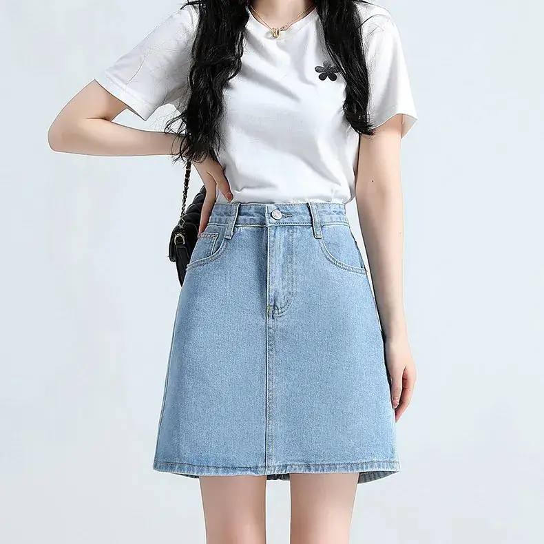 Women Denim High Waist Skirt 2023 Spring Summer