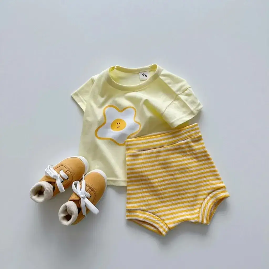 Korean-style Candy T-shirt Shorts Set for Girls - Image 2