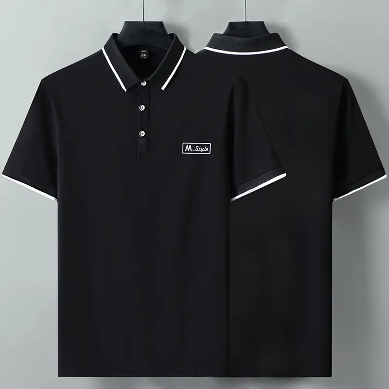 Black Printed Polo Shirt with Embroidered Design — feature 6