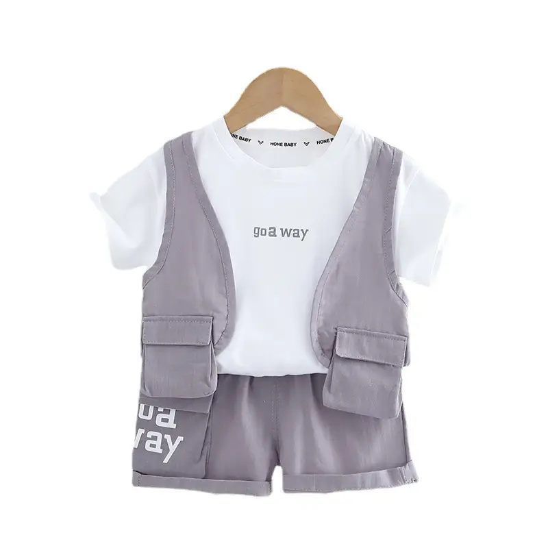 Girls Cotton T-Shirt Shorts Suit Purple Summer - Image 7