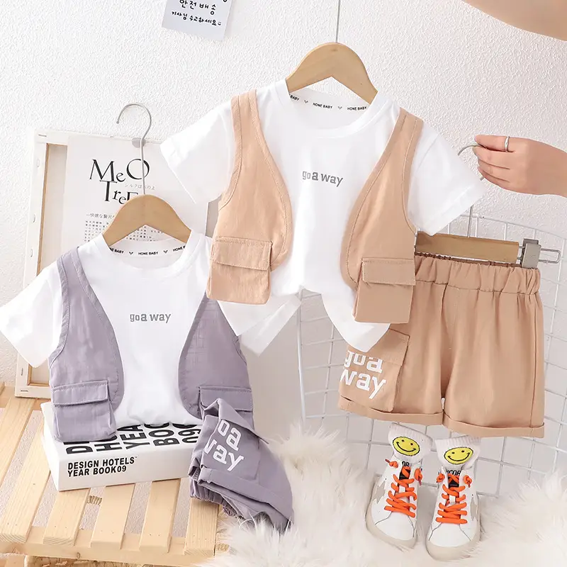 Girls Cotton T-Shirt Shorts Suit Purple Summer — feature 7