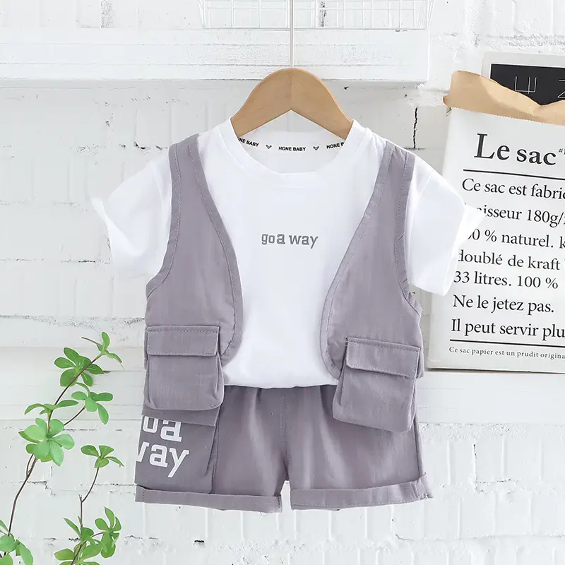 Girls Cotton T-Shirt Shorts Suit Purple Summer — feature 9