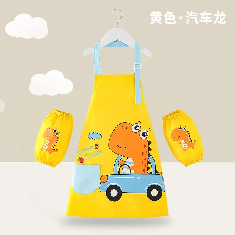 Baby Apron Painting Smock Yellow Green 2-Pack