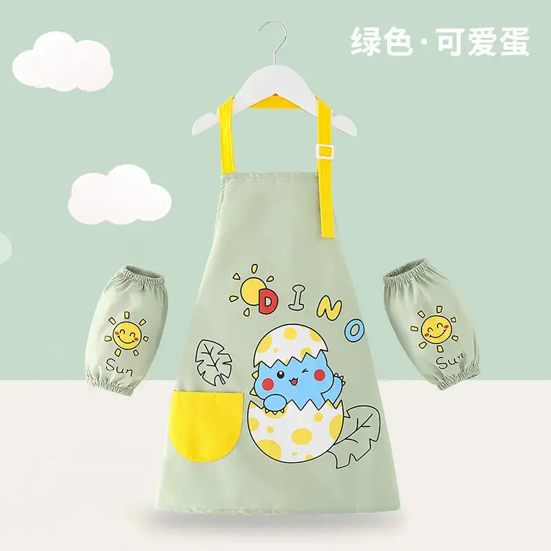 Baby Apron Painting Smock Yellow Green 2-Pack — feature 5