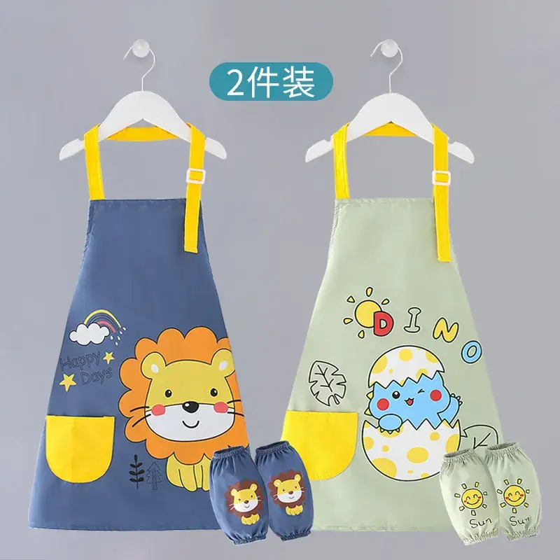 Baby Apron Painting Smock Yellow Green 2-Pack