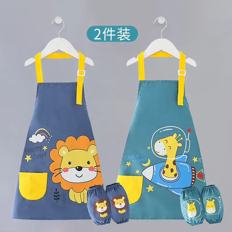 Baby Apron Painting Smock Yellow Green 2-Pack